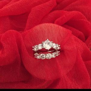 2 pc sterling silver wedding ring set